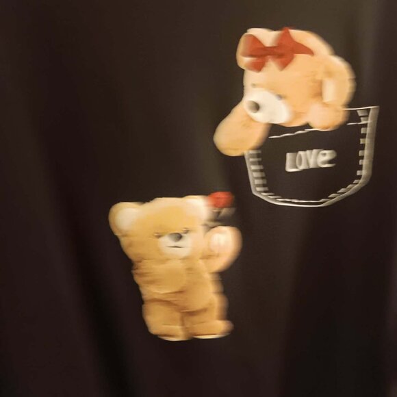 woman's black top with bears long sleeves 4X NEW - Picture 2 of 2